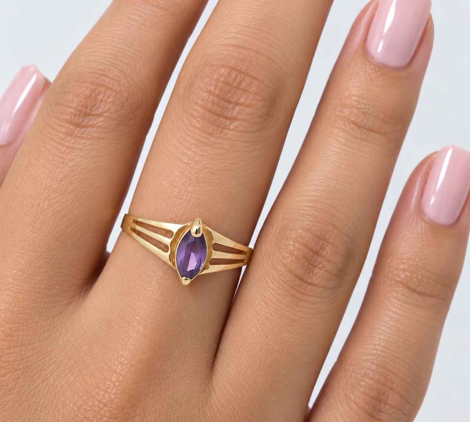 Oro anillo sintético morado 10k 1g