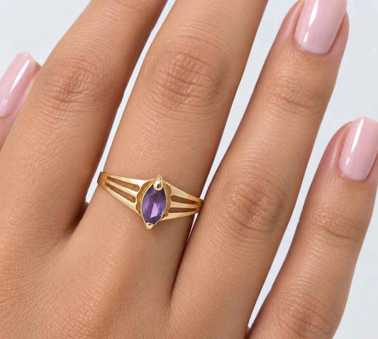 Oro anillo sintético morado 10k 1g