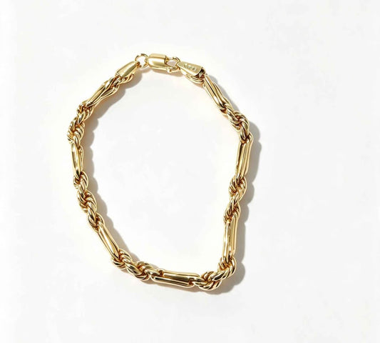 Oro pulsera torzal y espacio 10k 4.2g