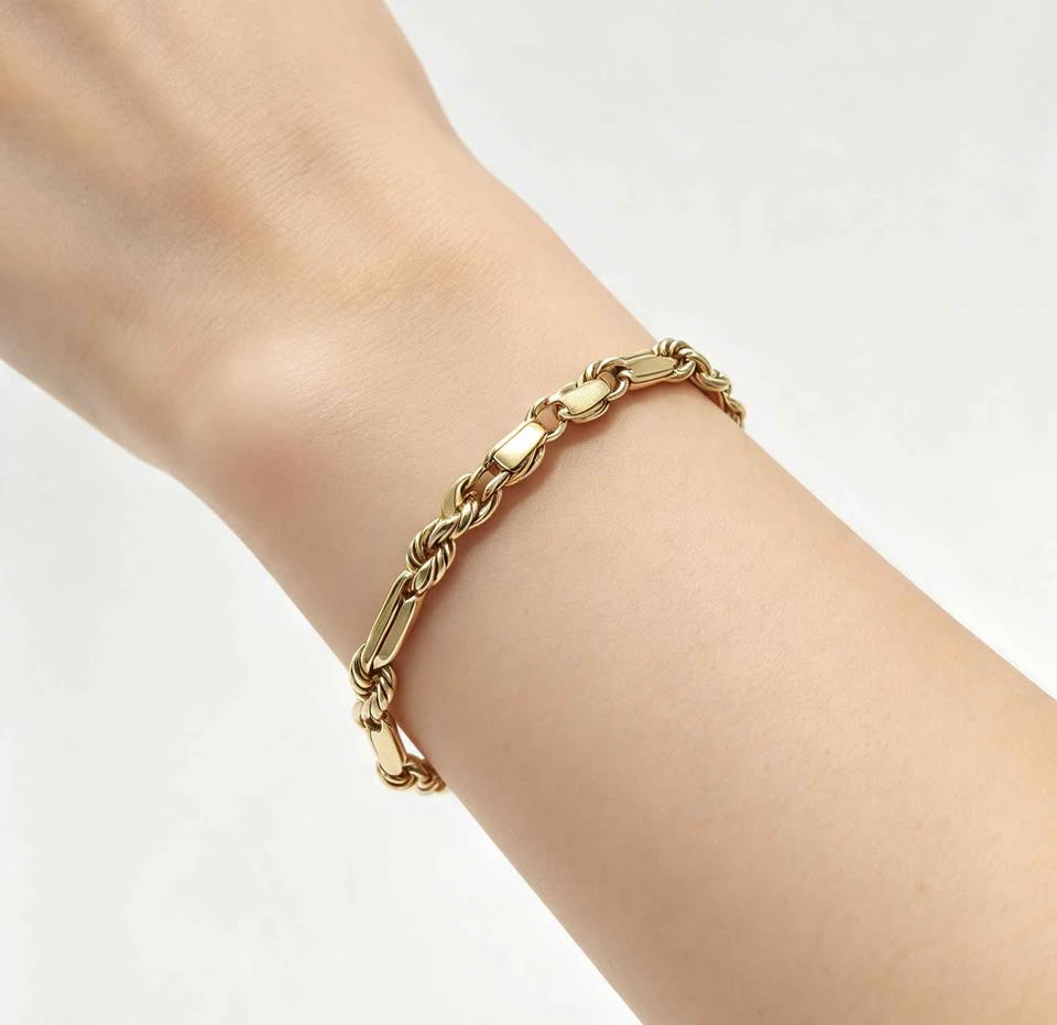 Oro pulsera torzal y espacio 10k 4.2g