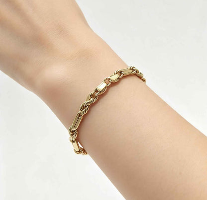 Oro pulsera torzal y espacio 10k 4.2g