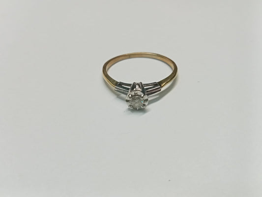 Anillo de Oro 10K Diseño Solitario / Compromiso – Talla 9