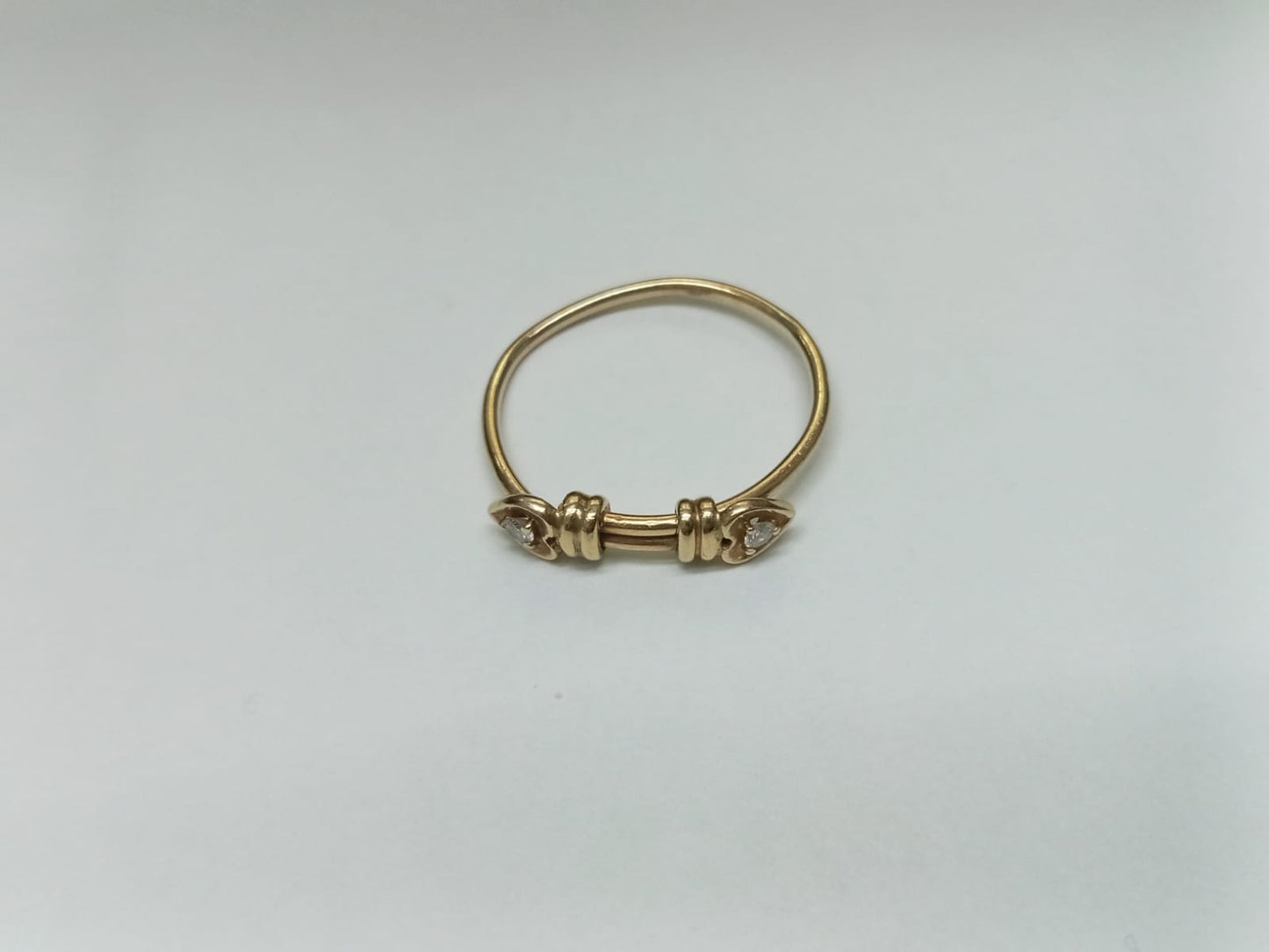 anillo de oro 14k -diseño con 2 corazones