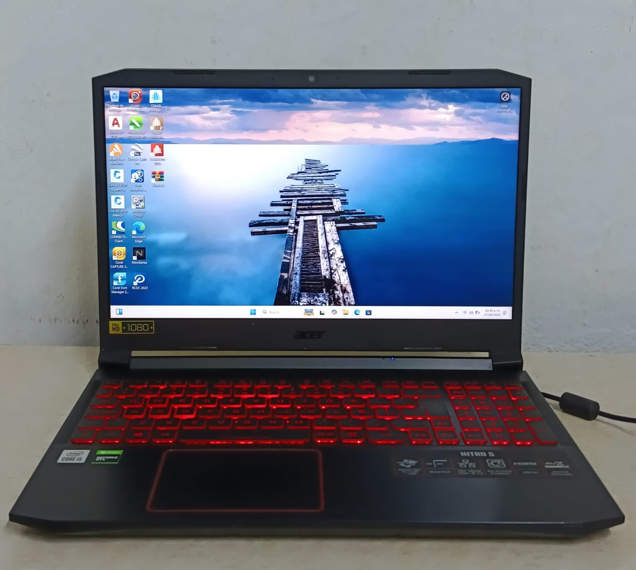 Laptop ACER gamer nitro 5 475gb ssd 8ram core i5, usado