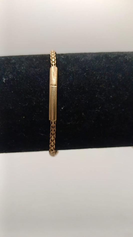 pulsera tejido chino con 3 placas 10k 2.7 grs, usado