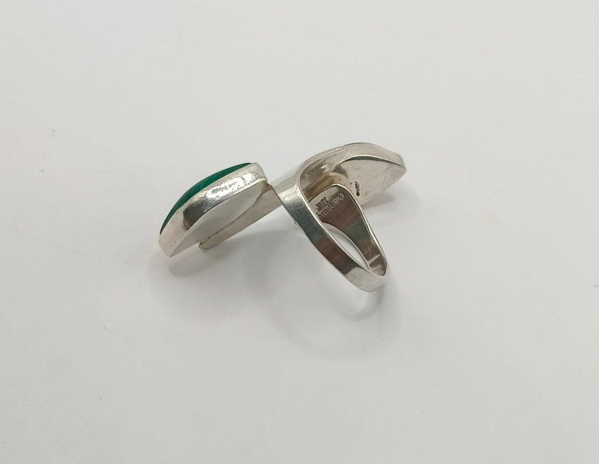 Anillo sinteticos verde PLATA 925 peso 8.4gr