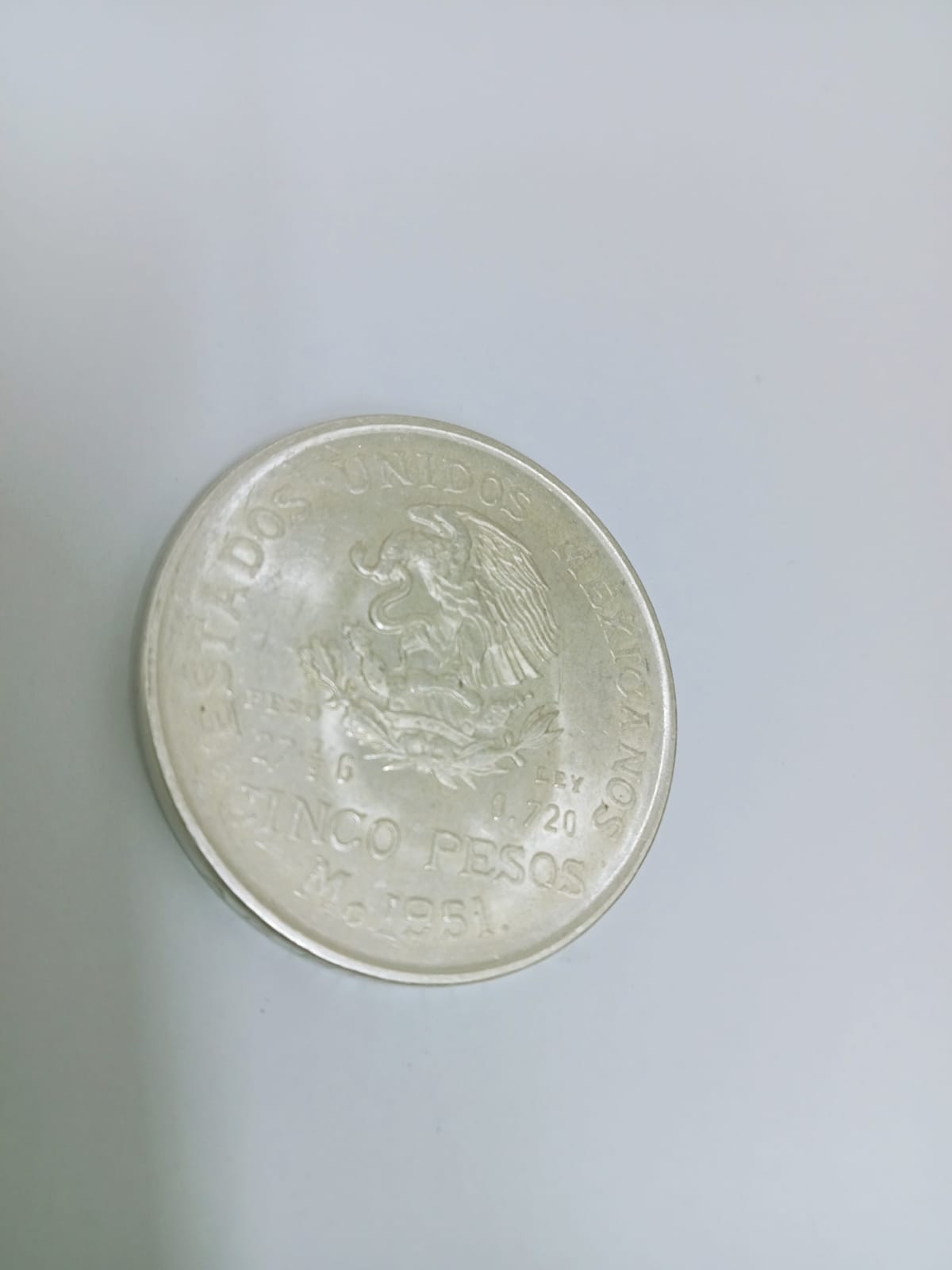 Moneda Hidalgo de 5 Pesos – Plata .720 – 27.5 g – 1951