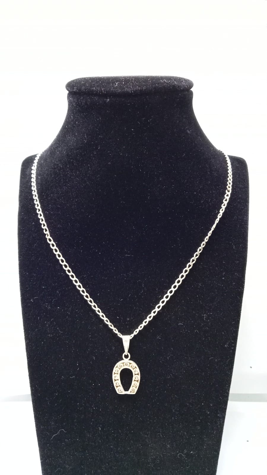 cadena de plata y dije de herradura 8.4gr 29cm de largo