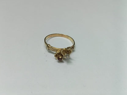 ANILLO TU Y YO CON SINTETICO ORO 10 K