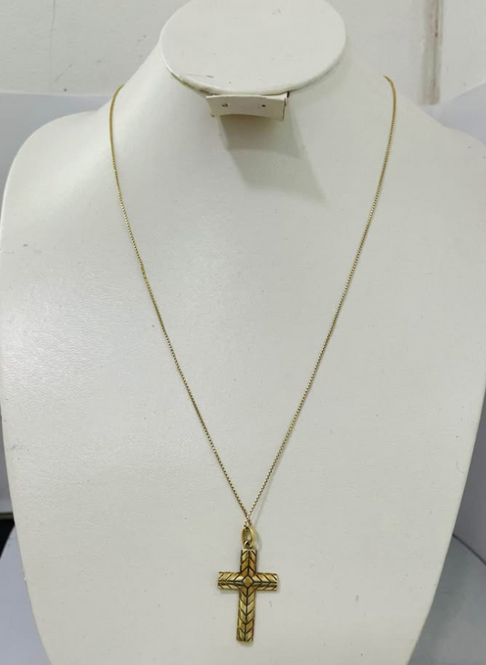 Cadena de Oro con Dije de Cruz 14K | 3.1 Gramos