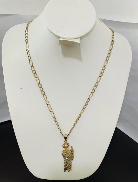 Cadena de Oro con Dije de San Judas 10K | 15.6 Gramos | 65 cm Largo