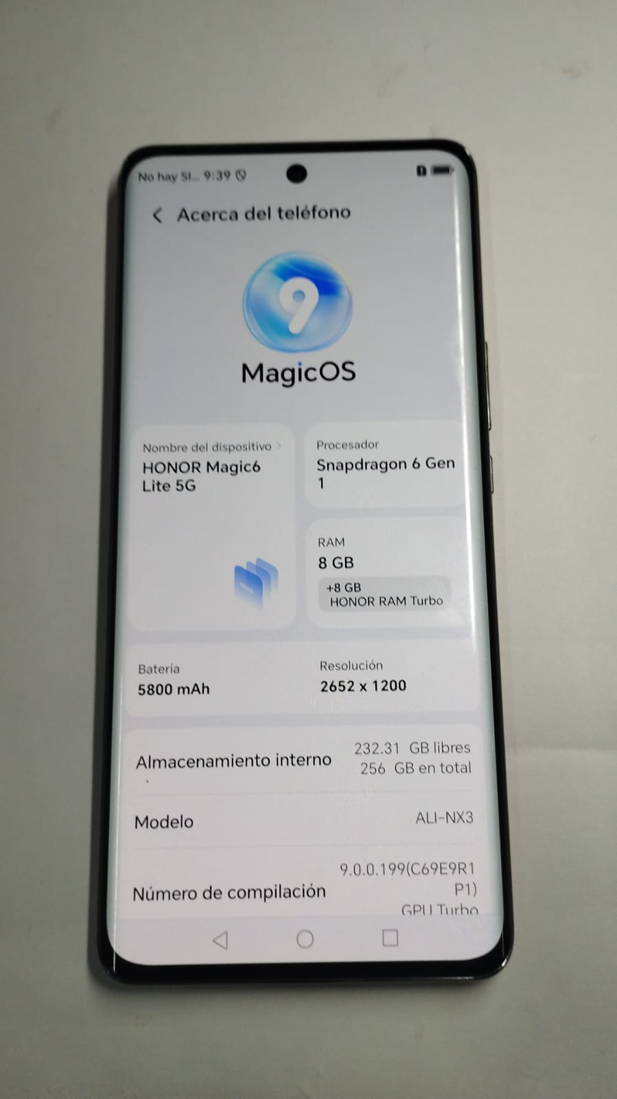 HONOR MAGIC 6 LITE 256GB LIBERADO-USADO