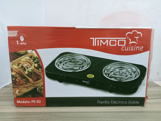 parrilla eléctrica de 2 quemadores 🔥Timco PE‑02