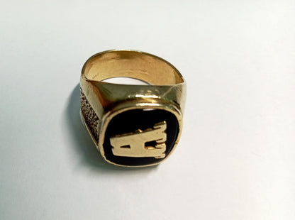Anillo de Caballero en Oro de 14K con Letra "A" – 15.9g, Talla 11