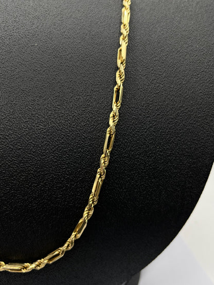 Cadena de Oro Tipo Torsal Fígaro — 36.8 g | 14k | 33 cm (abrochada)
