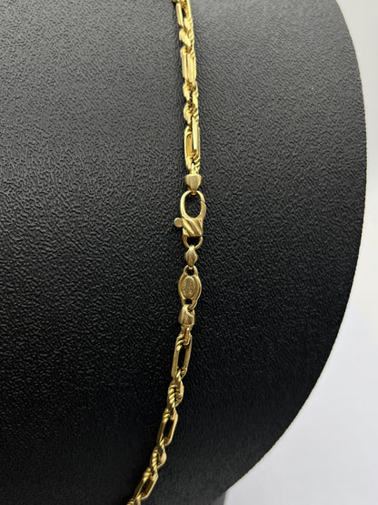 Cadena de Oro Tipo Torsal Fígaro — 36.8 g | 14k | 33 cm (abrochada)