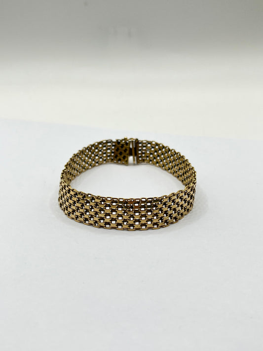 Brazalete de Oro Tejido Malla | 14K 18.2GR 21CM