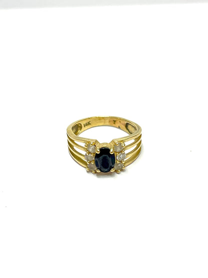 Anillo de Oro Vintage con Piedra Negra — 14k | 3.5gr | #6.5