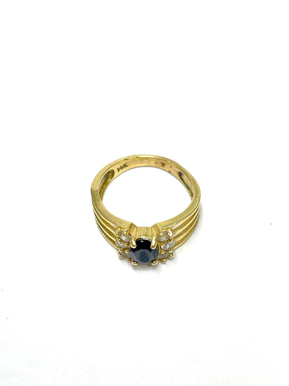 Anillo de Oro Vintage con Piedra Negra — 14k | 3.5gr | #6.5
