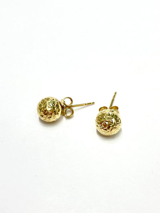 Aretes de Oro Bola Diseño Diamantado — 10k | 1gr