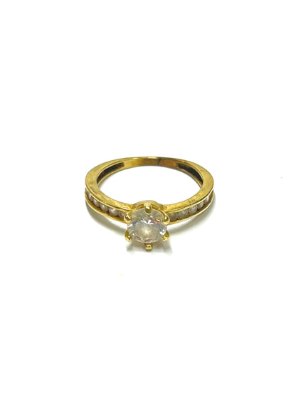 Anillo de Oro Solitario con Piedras Alrededor — 10k | 2.3gr | #7.5