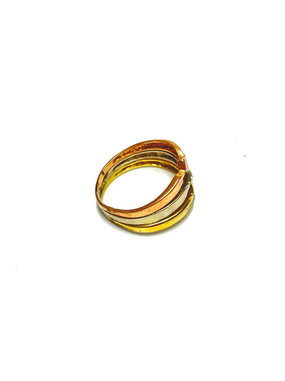Anillo de Tres Oros con Piedra en el Centro 10k | 3gr | #7.5