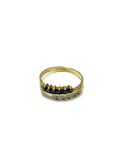 Anillo de Oro con Piedras Negras y Blancas — 10k | 1.8gr | #7.5