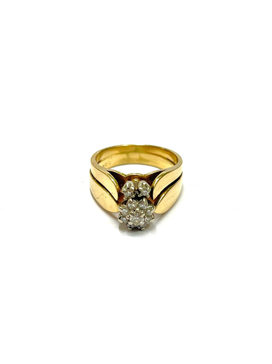 Anillo de Oro de Compromiso con Racimo de Diamantes Simulados — 14k | 6.7gr | #6