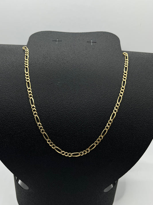 Cadena de Oro Figaro — 10k | 11.5r | 28cm (abrochada)