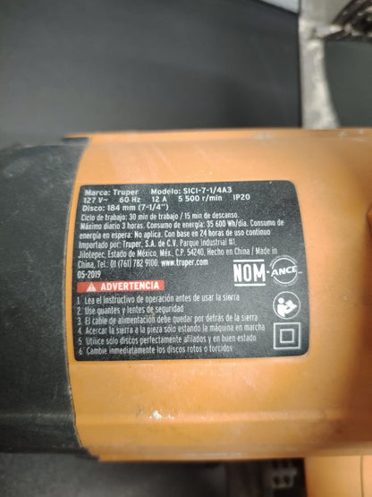 🟠 SIERRA CIRCULAR TRUPER – MODELO SICI71-4A3 🟠