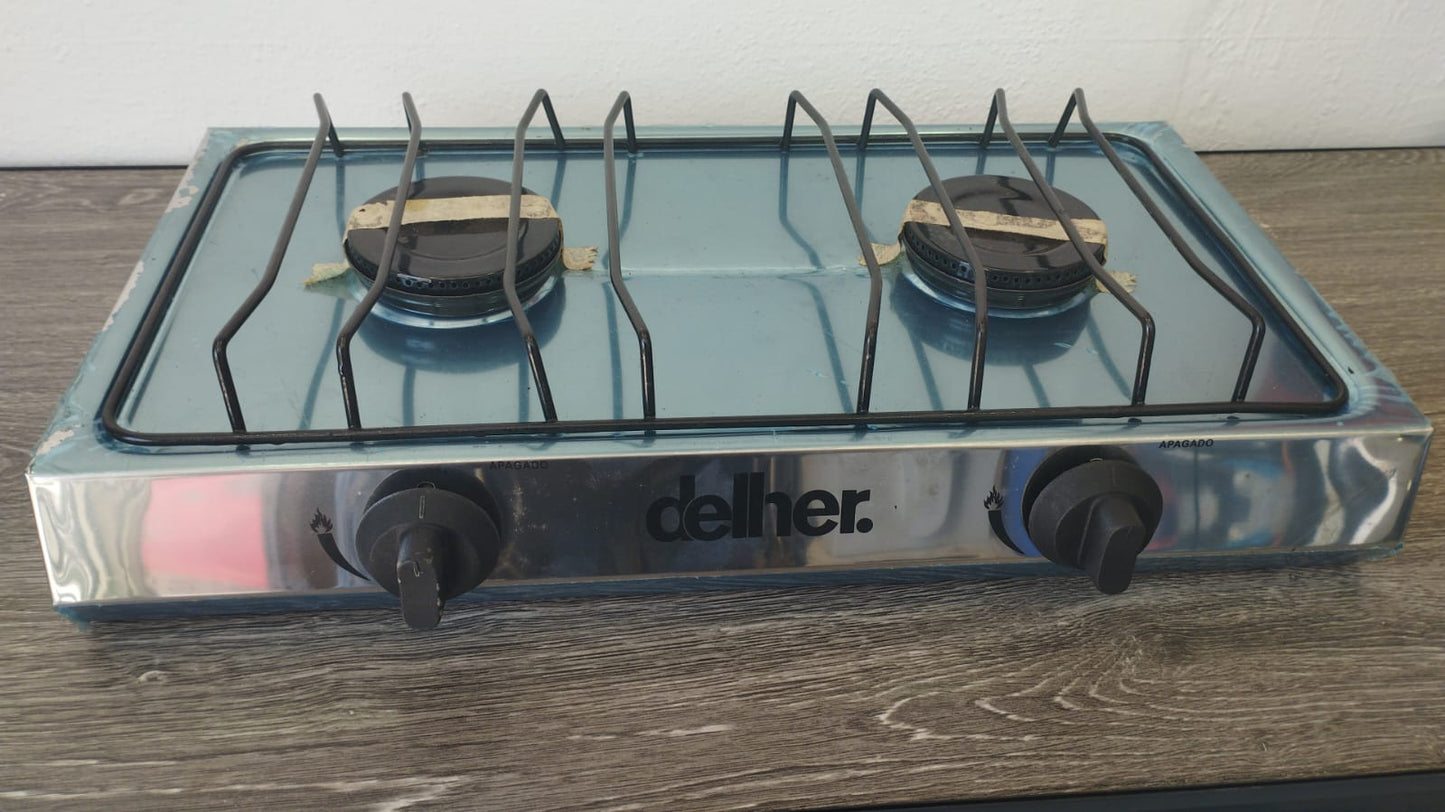 🔥 Parrilla de Gas Usada Delher de 2 Quemadores 🔥