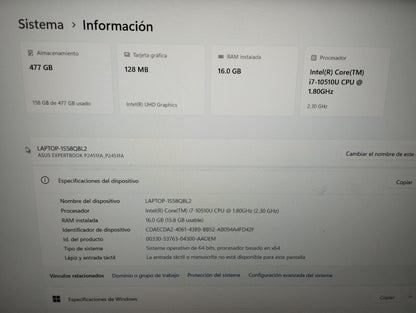 💻 Laptop Usada ASUS Core i7 / 512 GB SSD / 16 GB RAM 💻