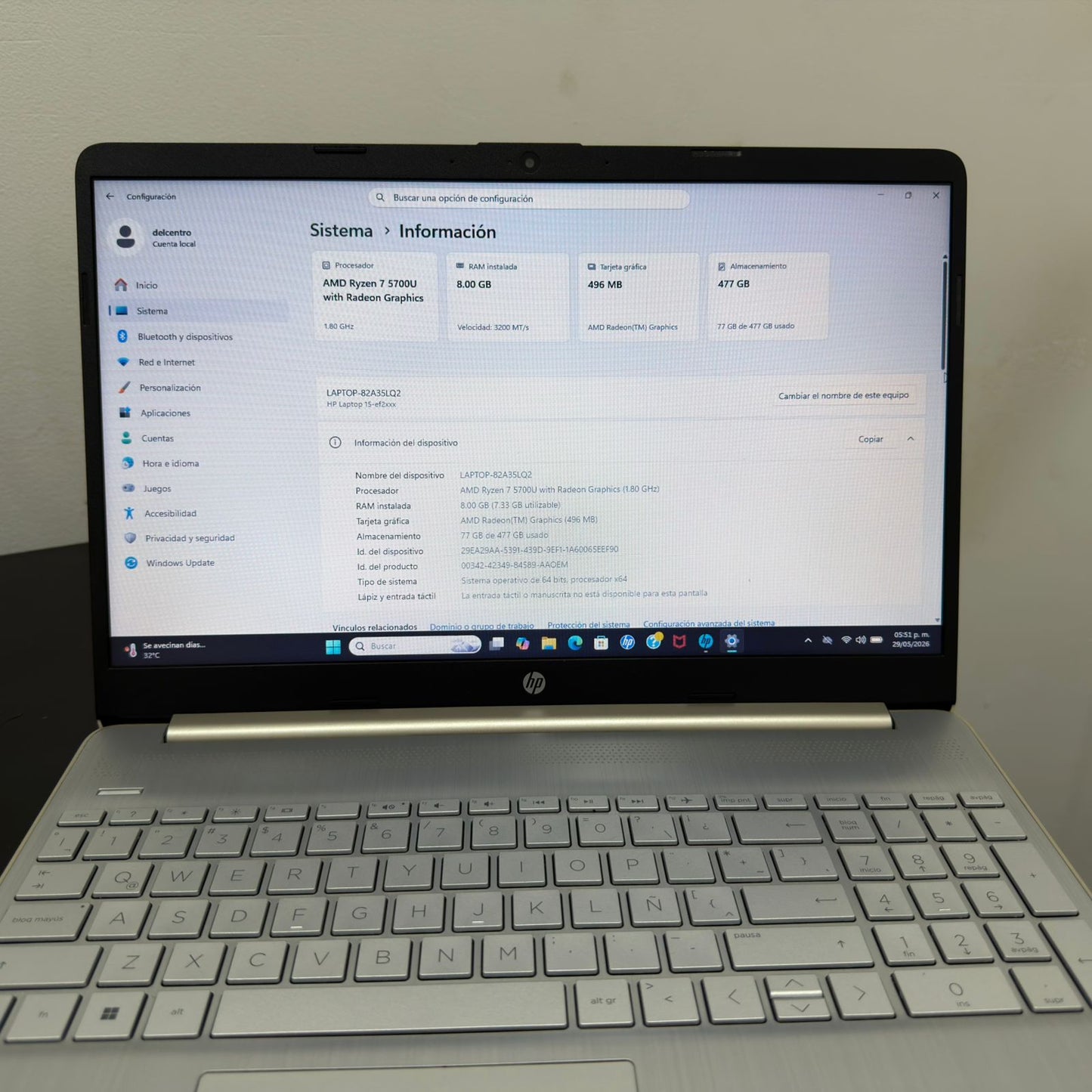 💻✨ Laptop HP 15-EF2505LA | Ryzen 7 5700U | 8GB RAM | 512GB SSD NVMe ✨💻