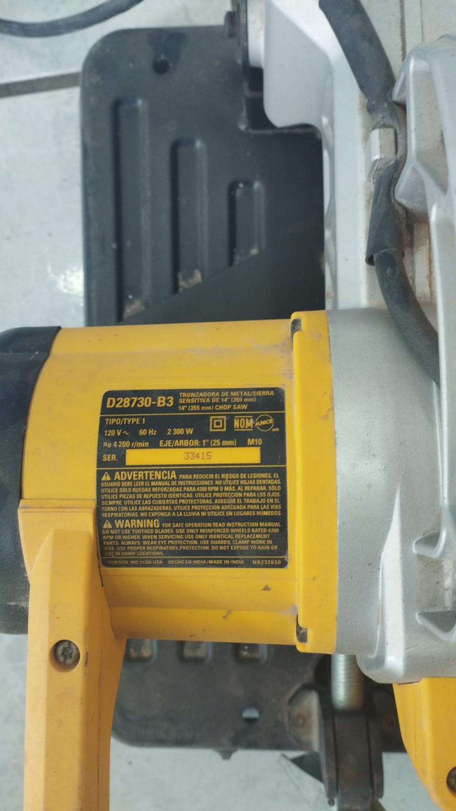 🛠️⚡ SIERRA DE CORTE DEWALT MODELO D28730-B3 USADA EN VENTA ⚡🛠️