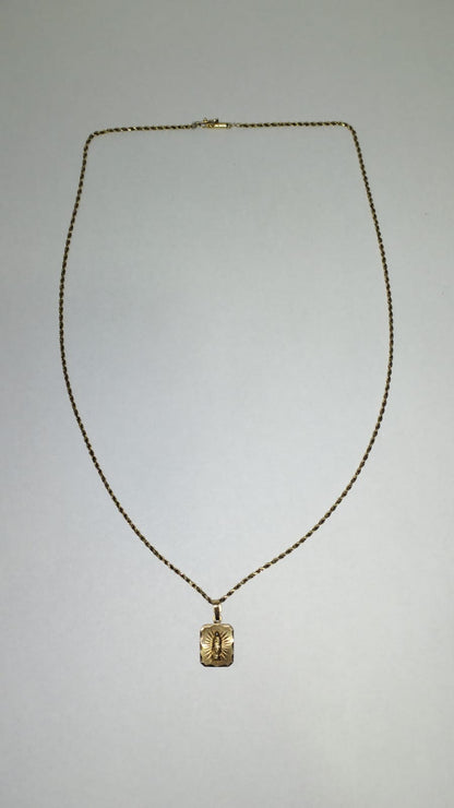 💎✨ CADENA TIPO TORSAL CON DIJE CUADRADO DE LA VIRGEN DE GUADALUPE EN ORO 10KT ✨💎