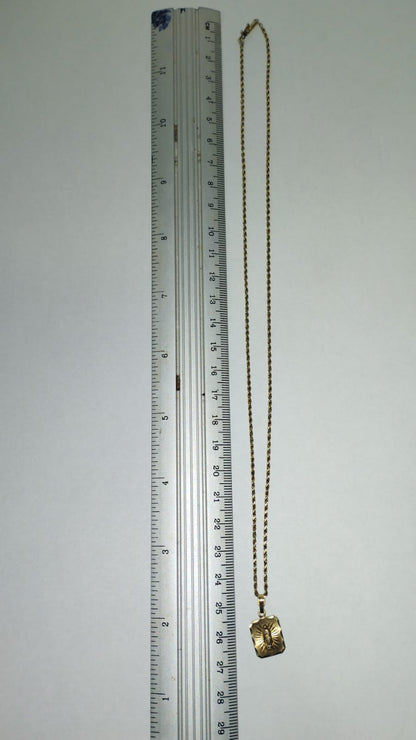 💎✨ CADENA TIPO TORSAL CON DIJE CUADRADO DE LA VIRGEN DE GUADALUPE EN ORO 10KT ✨💎