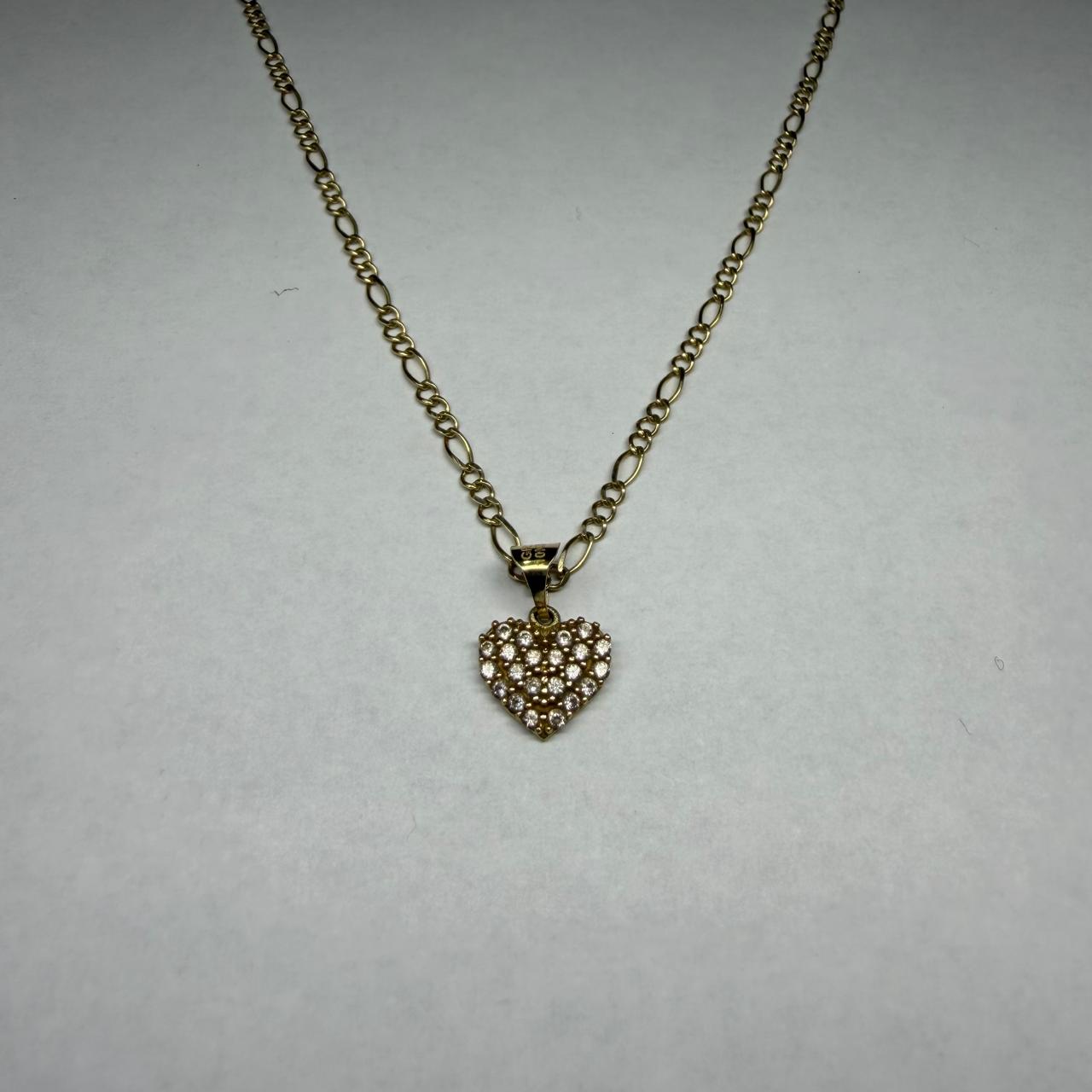 ✨💛 Cadena de Oro de 10K Diseño 3x1 con Dije de Corazón con Sintéticos | 46 cm | 2.7 g de Oro 💛❤️✨