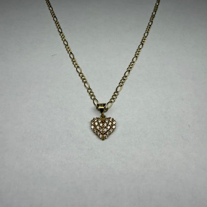 ✨💛 Cadena de Oro de 10K Diseño 3x1 con Dije de Corazón con Sintéticos | 46 cm | 2.7 g de Oro 💛❤️✨