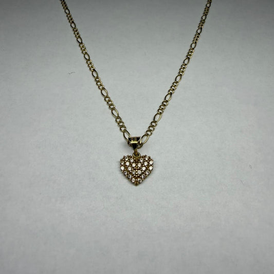 ✨💛 Cadena de Oro de 10K Diseño 3x1 con Dije de Corazón con Sintéticos | 46 cm | 2.7 g de Oro 💛❤️✨