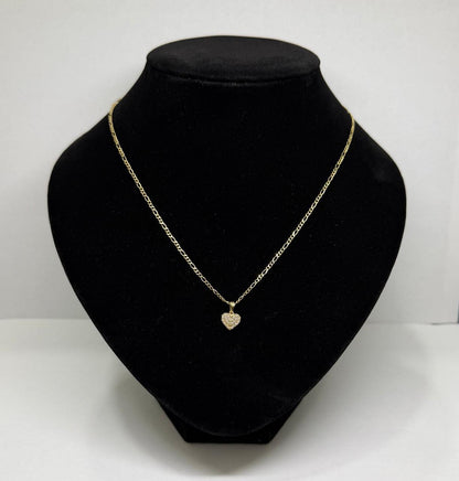 ✨💛 Cadena de Oro de 10K Diseño 3x1 con Dije de Corazón con Sintéticos | 46 cm | 2.7 g de Oro 💛❤️✨