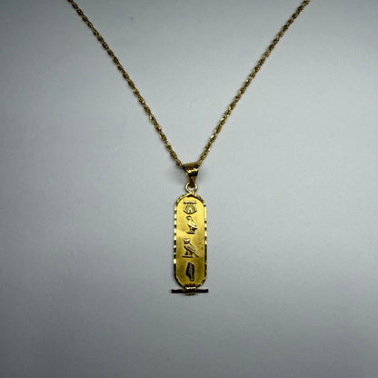 ✨💛 Cadena Torzal de Oro de 18K con Dije de Jeroglíficos Egipcios | 51 cm | 2.4 g de Oro 💛✨