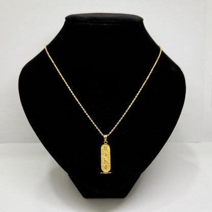 ✨💛 Cadena Torzal de Oro de 18K con Dije de Jeroglíficos Egipcios | 51 cm | 2.4 g de Oro 💛✨