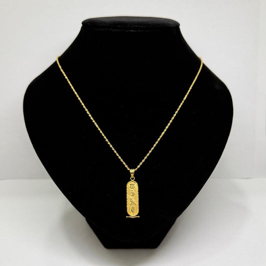 ✨💛 Cadena Torzal de Oro de 18K con Dije de Jeroglíficos Egipcios | 51 cm | 2.4 g de Oro 💛✨