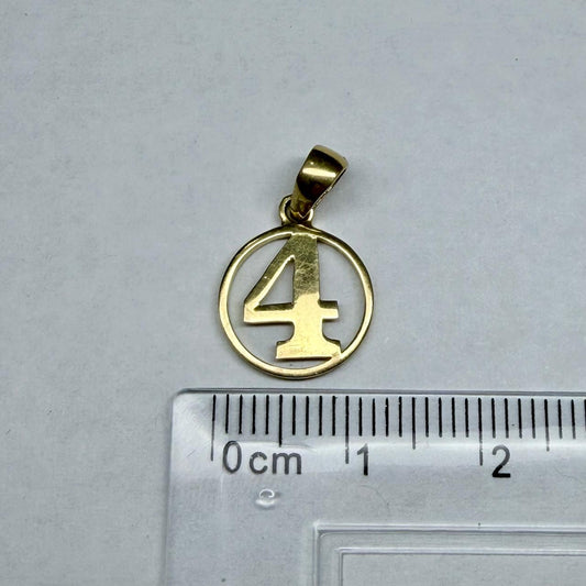 ✨💛 Dije de Oro de 14K Número "4" | 0.9 g de Oro 💛✨