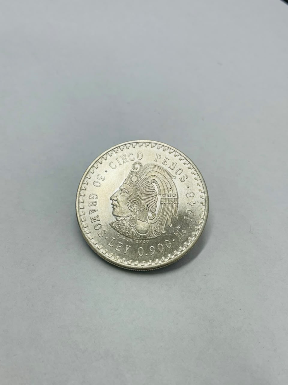 Moneda 5 Pesos • Cuauhtémoc • Plata .900