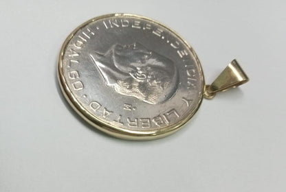 Moneda de 10 Pesos de Hidalgo en Plata con Incrustación de Oro de 14k