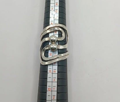 Anillo con diseño dos bolas PLATA 925 peso 7.2gr