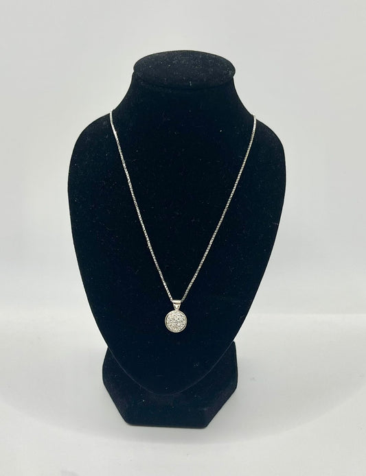 CADENA DE ORO BCO 14K TIPO CUBITOS CON DIJE SINTETICO 2.5 GR 23.5 CM