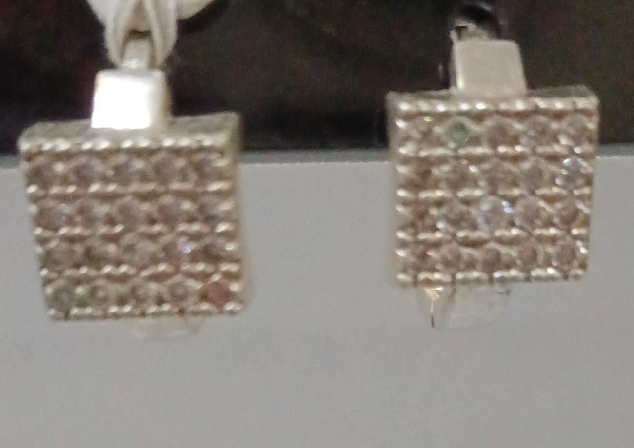 Arracadas con cuadro sinteticos PLATA 925 peso 3.3gr, usado