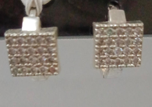 Arracadas con cuadro sinteticos PLATA 925 peso 3.3gr, usado